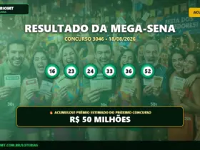 Banner com os dados da Mega-Sena 3046