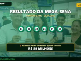 Banner com os dados do resultado da Mega-Sena 3047