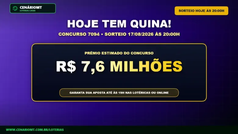 Banner de anúncio para a Quina de hoje