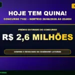 Banner com informações da Quina 7102