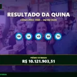 Resultado da Quina concurso 7085