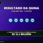 Banner com o resultado da Quina 7094
