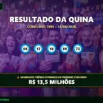 Banner com os dados da Quina 7095