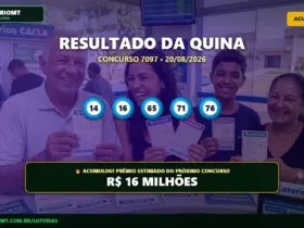 Banner com os dados do resultado da Quina 7097