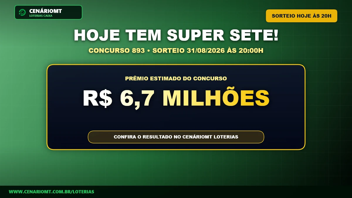 Super Sete 893: Prêmio acumulado atinge R$ 6,7 milhões nesta segunda