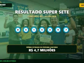 Resultado do Super Sete concurso 881 com os números por coluna em 03/08/2026.