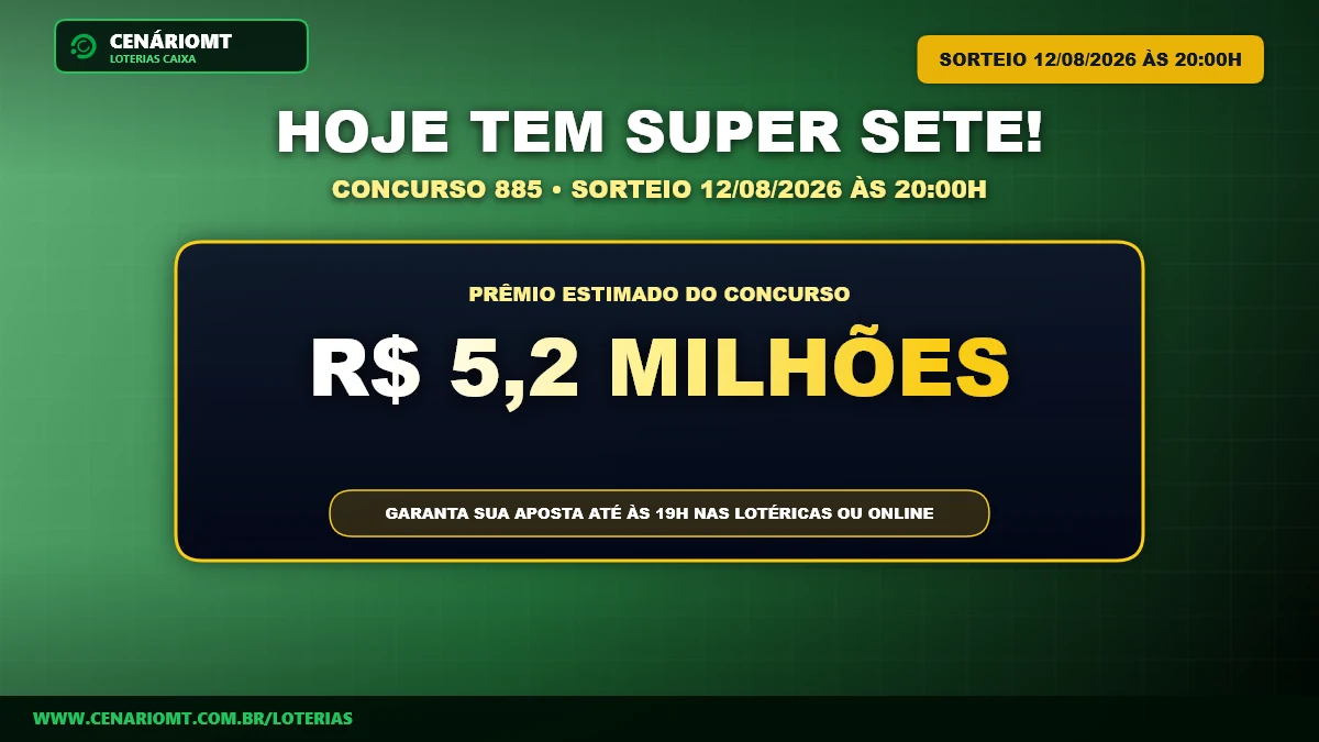 Super Sete de hoje: concurso 885 paga prêmio estimado em R$ 5,2 milhões