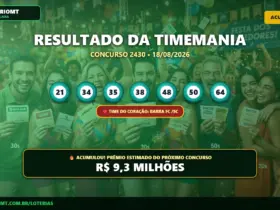 Banner com os dados da Timemania 2430