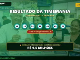 Banner com os dados do resultado da Timemania 2431