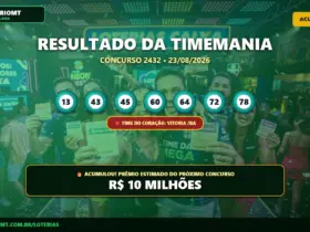 Resultado da Timemania 2432 de 23/08/2026