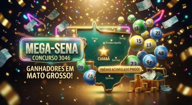 Mega-Sena 3046: 45 apostas de Mato Grosso são premiadas em 24 cidades; veja a lista 1 Arte 3D da Mega-Sena 3046, focada em ganhadores de mato grosso