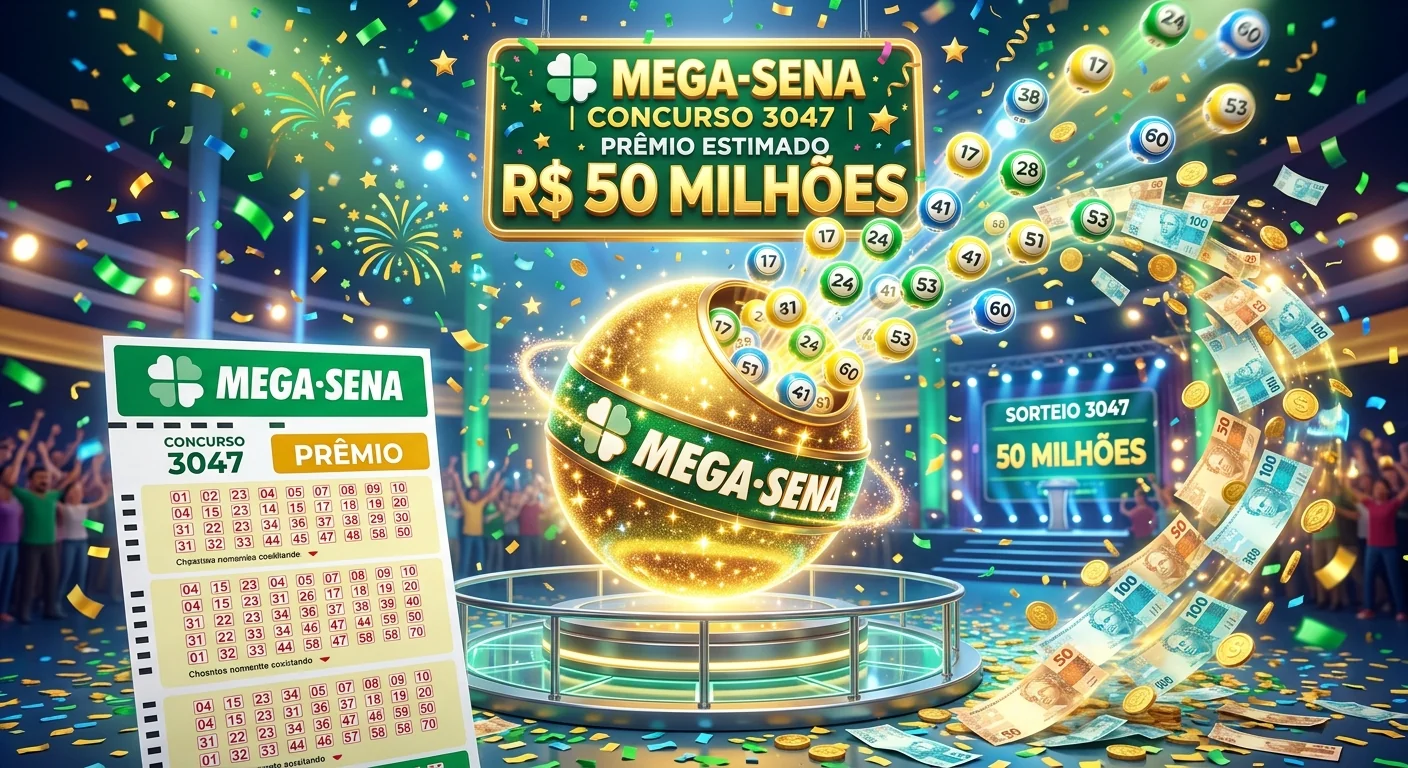 Mega-Sena 3047: Concurso de hoje sorteia prêmio estimado em R$ 50 milhões