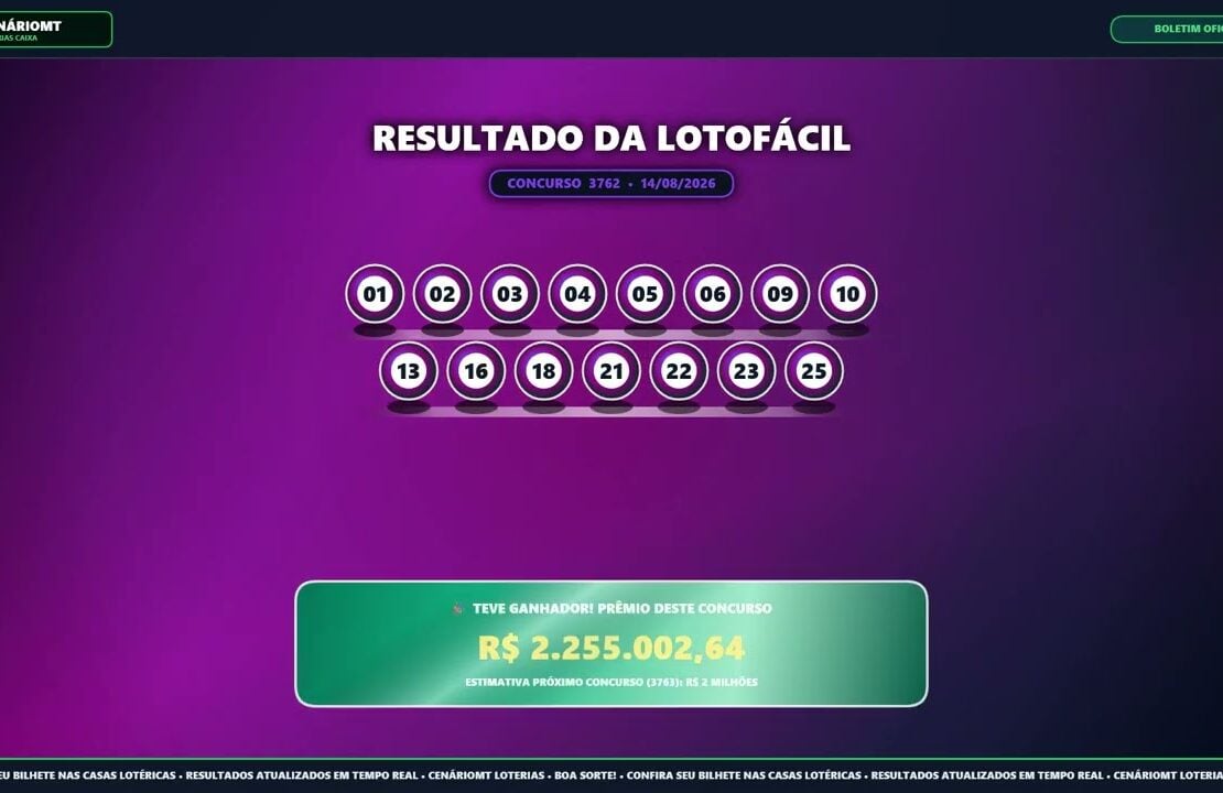 Vídeo do resultado da Lotofácil 3762