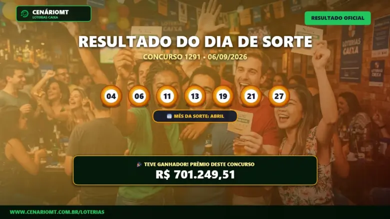 Dia de Sorte 1291 tem ganhador