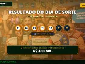 Dia de Sorte 1292 acumula e prêmio sobe para R$ 400 mil no próximo concurso 3 Banner com resultado do Dia de Sorte 1292