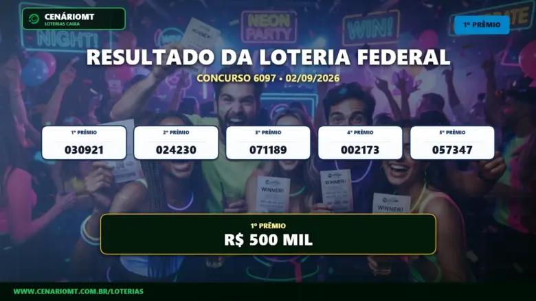 Loteria Federal 6097: Confira o resultado e os bilhetes premiados 1 Resultado da Loteria Federal 6097