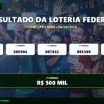 Loteria Federal 6098 bilhete premiado 500 mil