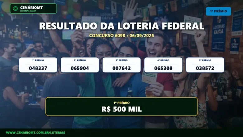 Loteria Federal 6098: Confira o bilhete que faturou o prêmio de R$ 500 mil 1 Loteria Federal 6098 bilhete premiado 500 mil