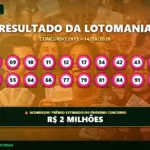 Banner com o resultado da Lotomania 2975