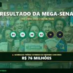 Banner de resultado da Mega-Sena 3055 com duas dezenas ocultas
