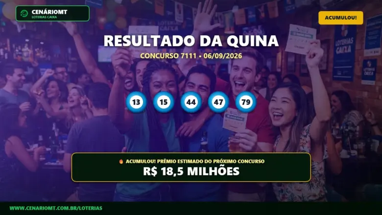 Banner de resultado da Quina 7111