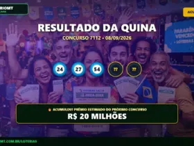 Banner com resultado da Quina 7112, duas dezenas estão ocultas