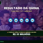 Banner com o resultado da Quina 7117
