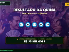 Banner com o resultado da Quina 7117