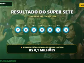 Banner com o resultado do Super Sete 898