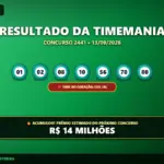 Banner com o resultado da Timemania 2441