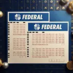 Banner para internet com fundo em azul escuro texturizado, trazendo elementos decorativos de sorte como esferas douradas, moedas e padrões geométricos com trevos e estrelas. Sobreposto ao fundo, há um bilhete ou volante impresso da Loteria Federal, exibindo o logotipo oficial e blocos de numeração para apostas.