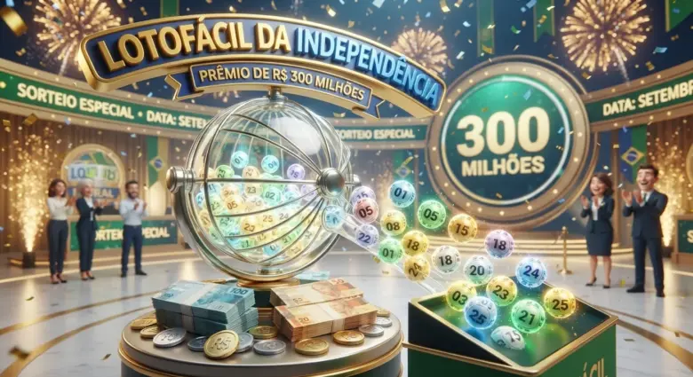 Ilustração 3D para a Lotofácil da independência de 300 milhões