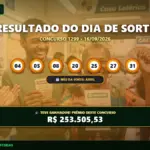 Resultado oficial da Dia de Sorte concurso 1299 de 16/09/2026. Dezenas sorteadas: 04, 05, 08, 20, 25, 27, 31. Prêmio estimado em R$ 253.505,53.