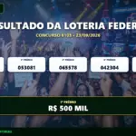 Resultado oficial da Loteria Federal concurso 6103 sorteado em 23/09/2026. Bilhete principal premiado com R$ 500 MIL. Divulgação CenárioMT e Caixa.