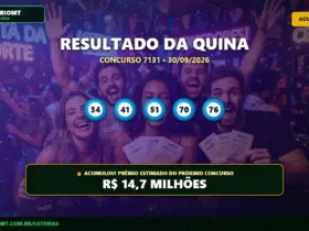 Quina 7131 acumula e prêmio vai a R$ 14,70 Milhões; confira o resultado 30 Resultado da Quina