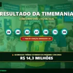 Banner com o resultado da Timemania 2442