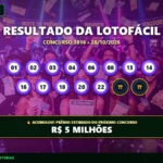 Resultado oficial da Lotofácil concurso 3816 de 28/10/2026. Dezenas sorteadas: 01, 02, 03, 04, 06, 08, 13, 14, 16, 17, 18, 20, 22, 24, 25. Prêmio acumulou para R$ 5 MILHÕES.