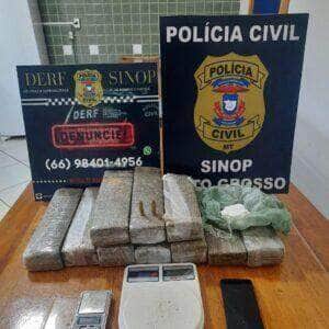 Dez tabletes de entorpecentes são apreendidos e traficante preso em flagrante em Sinop