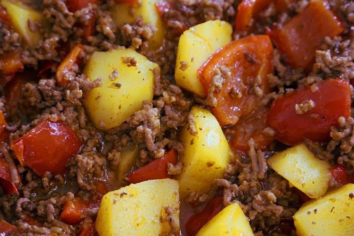 como fazer carne moída com batata