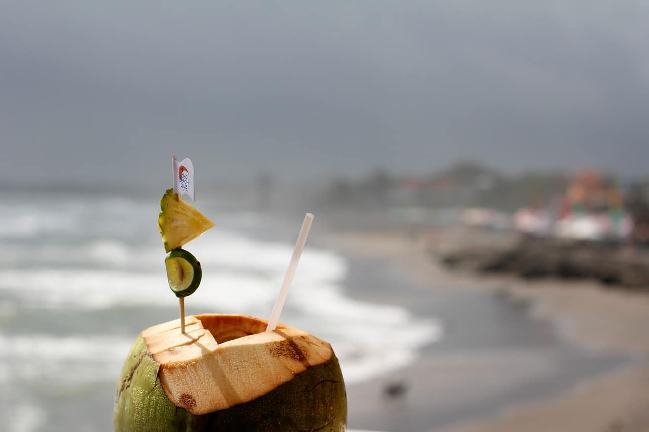 Beber água de coco vai te ajudar a repor mais minerais do que se você simplesmente beber água mineral.