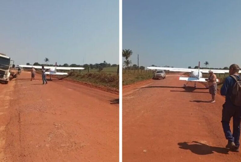 Avião faz pouso de emergência em rodovia de Mato Grosso após motor falhar