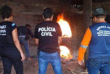 Polícia Civil incinerando drogas