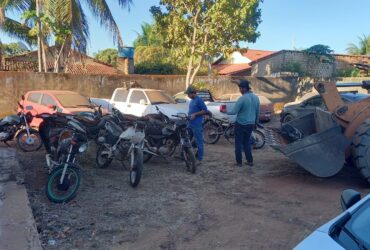 Policia Civil realiza 2a etapa de limpeza do patio da Delegacia de Novo Sao Joaquim