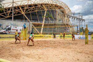 Estacionamento do Ginásio Aecim Tocantins é preparado para o Circuito Brasileiro de Vôlei de Praia