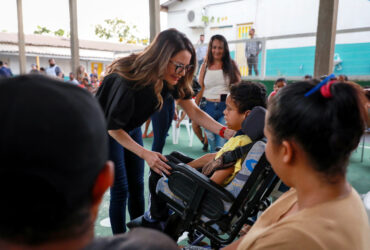 Visita da primeira-dama de MT Virginia Mendes em escola              Crédito - Jana Pessôa