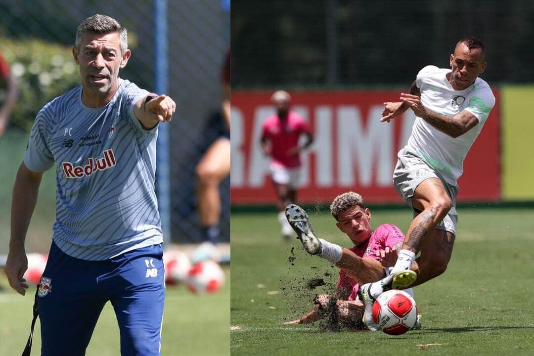 Bragantino x Palmeiras duelam nesta quarta (31) pelo Paulistão; onde assistir ao vivo. Foto: Ari Ferreira/RBB e Cesar Greco/Ag. Palmeiras
