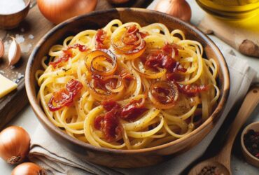 Receita de macarrão com cebola caramelizada na manteiga