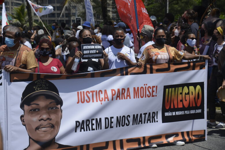 Ato em memória de Moïse Kabagambe, congolês morto em um quiosque na Barra da Tijuca, no Rio de Janeiro Por: Tomaz Silva/Agência Brasil