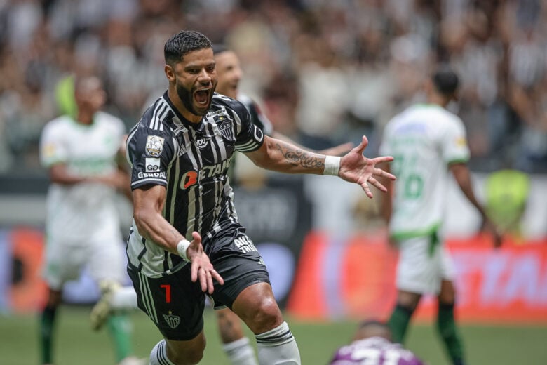 Hulk marcou o segundo gol da vitória do Atlético-MG sobre o América (2 a 0), na semifinais do campeonato mineiro - foi o 100º gol do atacante pelo Galo - em 09/03/2024 Por: Pedro Souza /Atlético-MG/Direitos Reservados