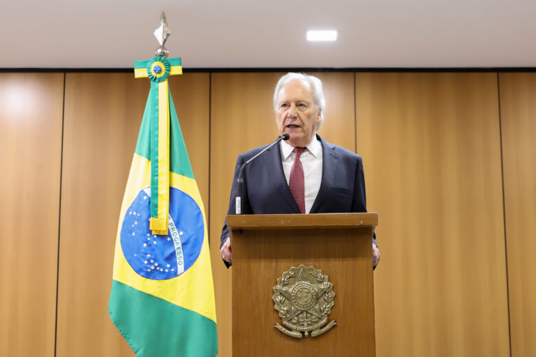 Brasília 19/03/2024 - O ministro da Justiça, Ricardo Lewandowski, durante pronunciamento sobre o caso Marielle Franco. Foto: Jamile Ferraris / MJSP.